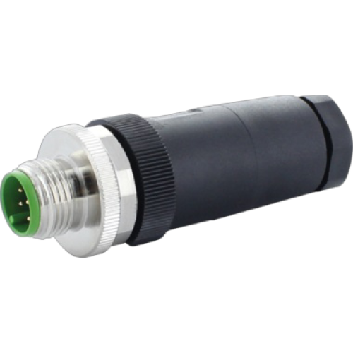 M12 male 0° A-coded, screw terminal
