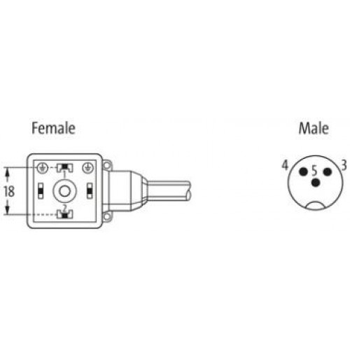 M12 MALE 0  / MSUD 18MM Orange 0,7