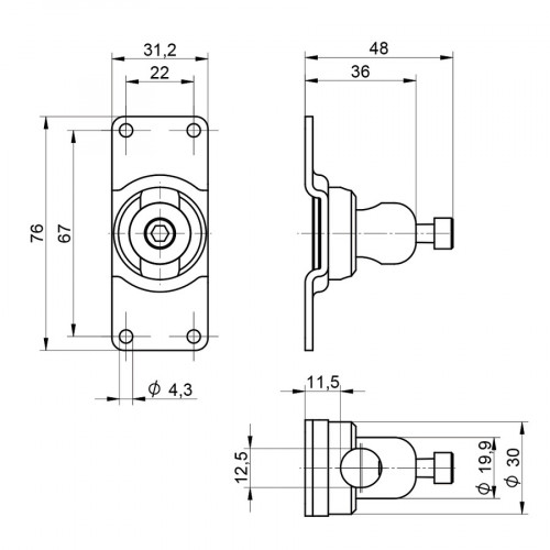 WNS12VA Mounting System for 76 × 32,5 × 18 mm (N)