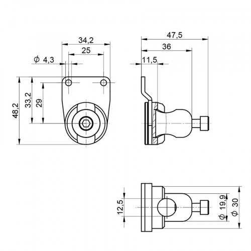 WMS12VA Mounting System for 54,5 × 27 × 16 mm (M)