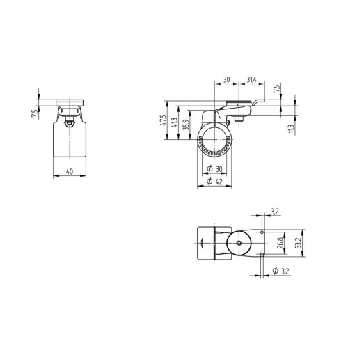 WKS30KU Mounting System for 32 × 16/22 × 12 mm (K/1K)