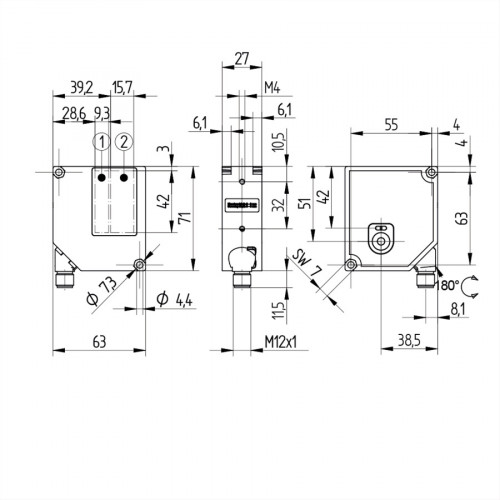 P1EL200 Retro-Reflex Sensor with light band