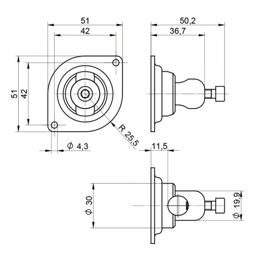 WPS12VA Mounting System for 50 × 50 × 20...30 mm (P)