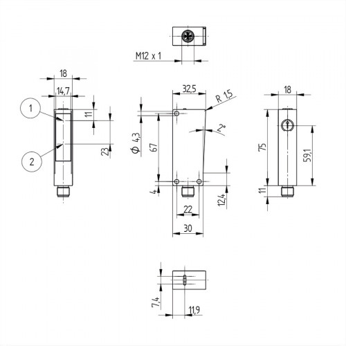 P1NH503 Reflex Sensor with Background Suppression