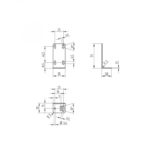 WM2 Mounting Bracket for 54,5 × 27 × 16 mm (M)
