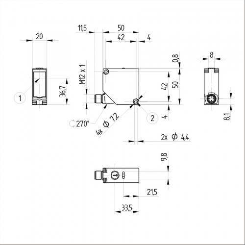 P1PL102 Retro-Reflex Sensor Universal