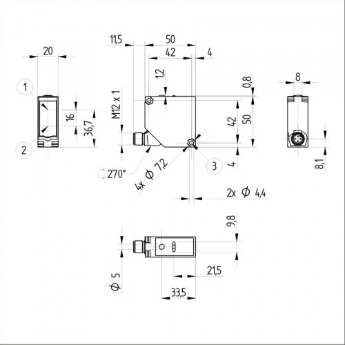 P1PH702 Reflex Sensor with Background Suppression