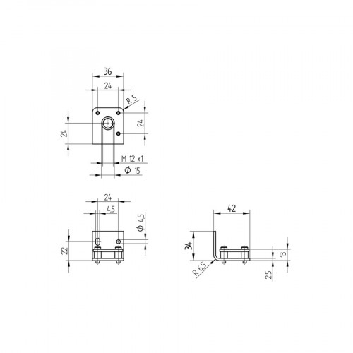 W12L Mounting Bracket for M12 × 1