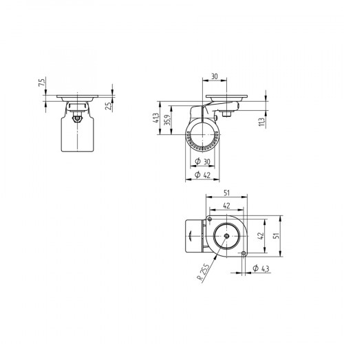 WPS30KU Mounting System for 50 × 50 × 20...30 mm (P)