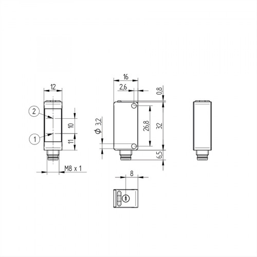 P1KH012 Reflex Sensor with Background Suppression