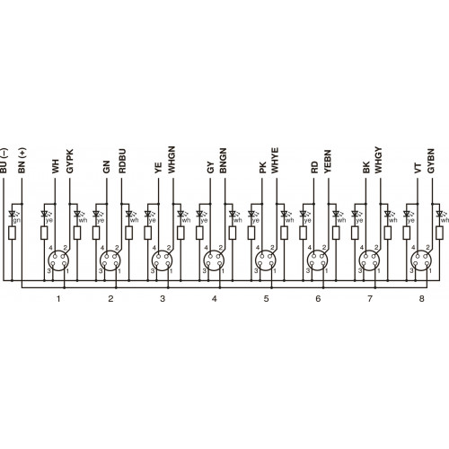 ZAA07R602 Connection Box for M8 × 1; 4-pin; 8 Ports