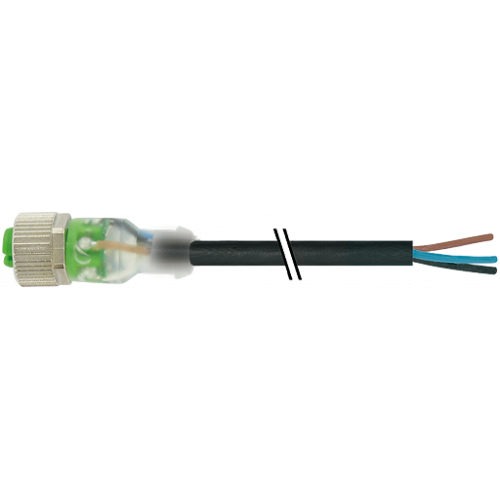 7080-12261-R021000 M12 female 0° A-cod. with cable LED