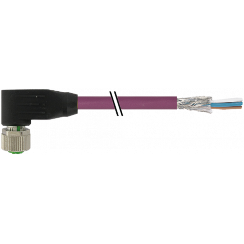 7000-14271-7990500 M12 female 90° B-cod. with cable shielded
