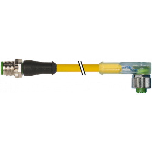 7000-40321-0530030 M12 male 0° / M12 female 90° A-cod. LED