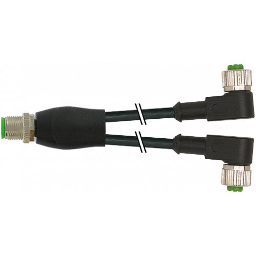 7999-40741-7640200 M12 male Y-distributor / M12 female 90°