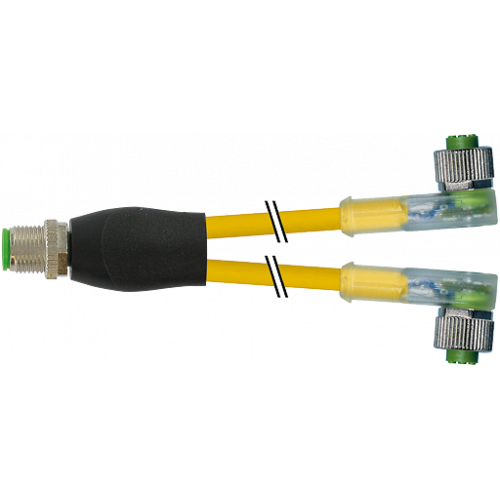 7000-40781-0530030 Y-Distributor M12 male / M12 female 90° A-cod. LED