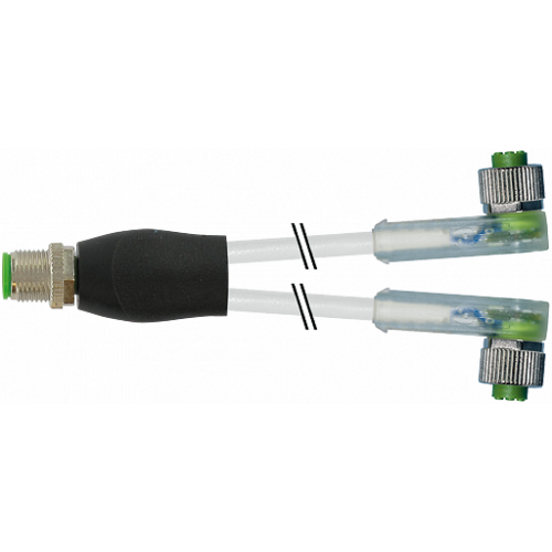 7004-40781-2130150 Y-Distributor M12 male / M12 female 90° LED V4A