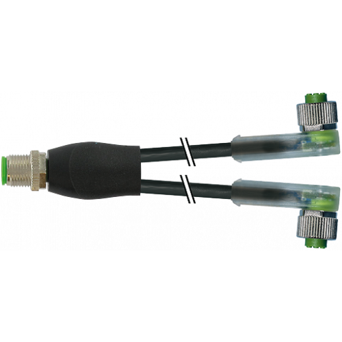 7000-40781-6130030 Y-Distributor M12 male / M12 female 90° A-cod. LED