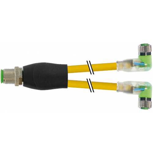 7000-40861-0300060 Y-Distributor M12 male / M8 female 90° A-cod. LED