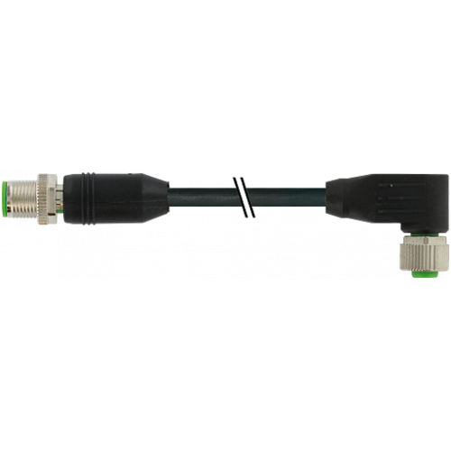 7080-40511-R130150 M12 male 0° / M12 female 90° A-cod. shielded