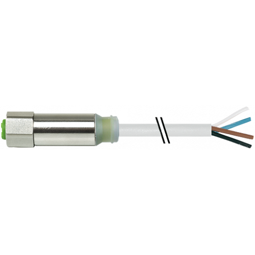 7044-12292-2141000 M12 Steel female 0° A-cod. with cable LED