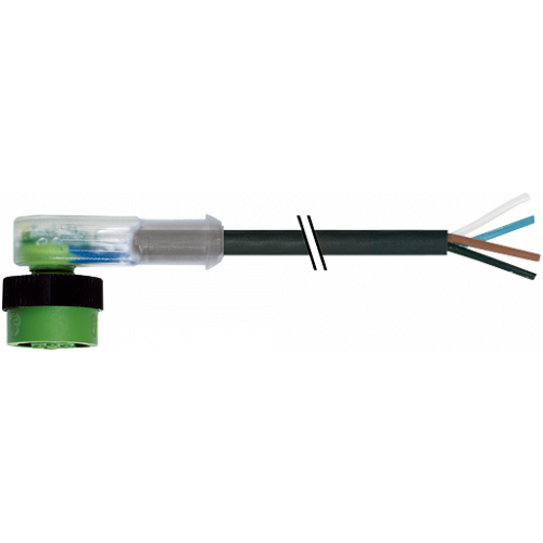 7050-12421-6142500 MQ12 female 90° A-cod. with cable LED