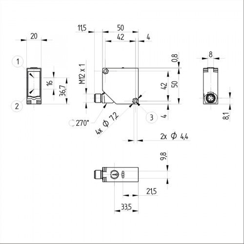 P1PH306 Reflex Sensor with Background Suppression