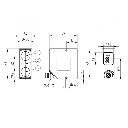 HT80PA3 Reflex Sensor with Background Suppression