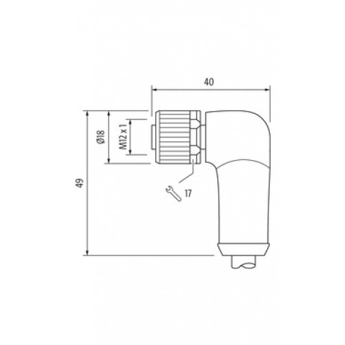 7000-P4251-P040300 M12 Power male 0° / female 90° L-cod. 7000-P4251-P040300 M12 Power male 0° / female 90° L-cod.