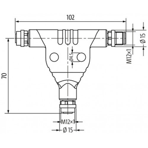 7000-P6901-0000000 T-coupler M12 Power male S-cod. / 2x female S-cod.