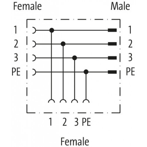 7000-P6901-0000000 T-coupler M12 Power male S-cod. / 2x female S-cod.