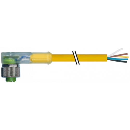 7000-12441-0250300 M12 female 90° A-cod. with cable LED