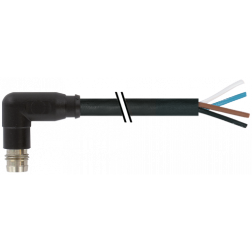 7000-08191-6110150 M8 male 90° A-cod. snap-in with cable