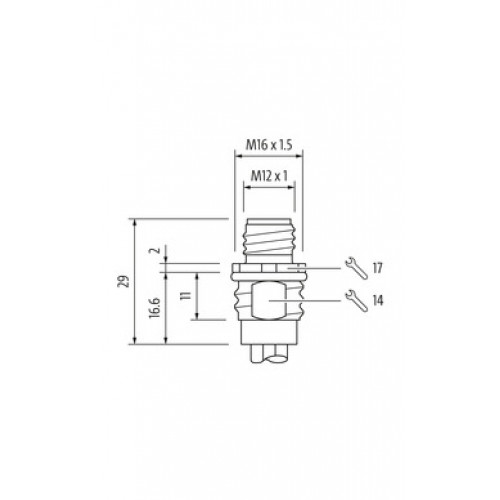 7000-P4181-9440050 M12 Power male recept. L-cod. front 7000-P4181-9440050 M12 Power male recept. L-cod. front