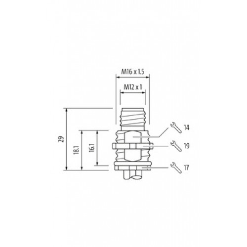 7000-P4185-9440100 M12 Power male recept. L-cod. rear 7000-P4185-9440100 M12 Power male recept. L-cod. rear