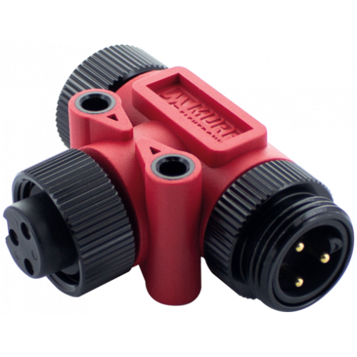 7700-A3T05-0000000 Mini (7/8) 3 pole Tee, Male (Ext.)/2x Female