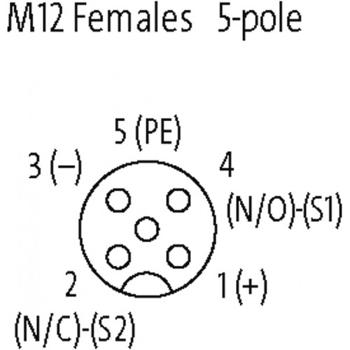 27025 MVP12, 4XM12, 5POLE, PLUGGABLE CABLE