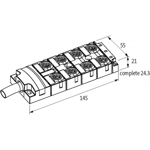 27500 MVP-METALL, 8XM12, 5POLE, PRE-WIRED CABLE