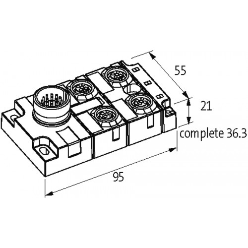 8000-54522-0000000 MVP-METALL, 4XM12, 5POLE, M23 19POL. CON.