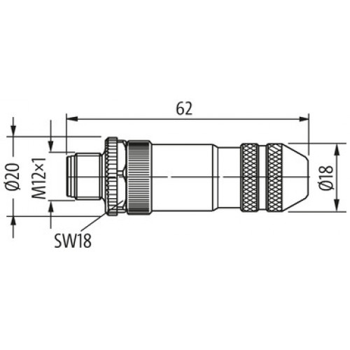 7000-14001-0000000 M12 MALE 0° B CODED SHIELDED WIREABLE SCREW TERM.