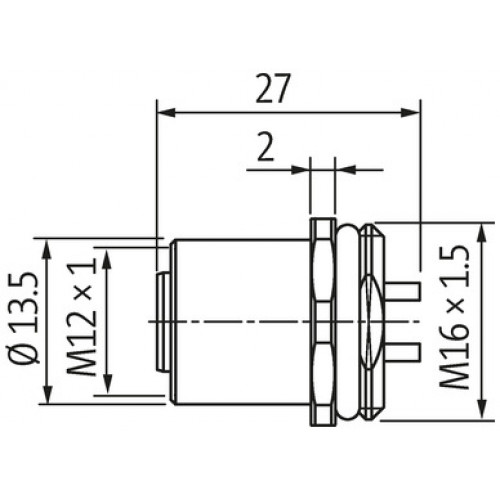 7000-21151-0000000 M12 female receptacle X coded front mount solder
