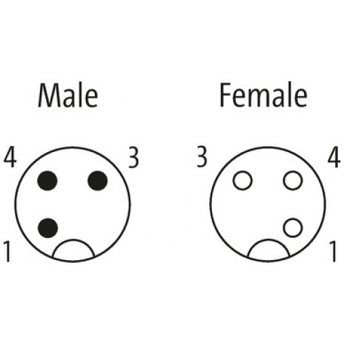 7050-40241-6330300 MQ12 male 90° / MQ12 female 90° A-cod.