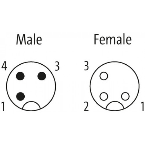 7050-40061-0131500 MQ12 male 0° / M12 female 0° A-cod.