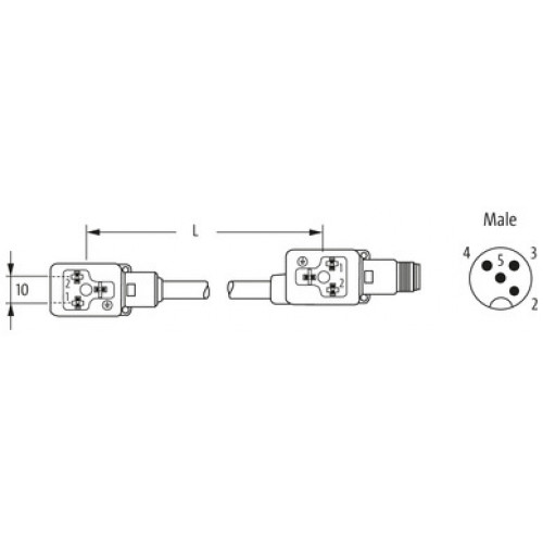 7000-41701-2260000 M12 male on back A-cod. / MSUD double valve B-10mm