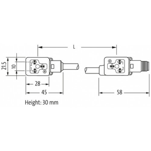 7000-41701-2260000 M12 male on back A-cod. / MSUD double valve B-10mm