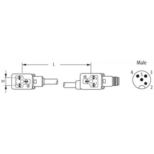 7000-41801-6160000 M12male on back A-cod. / MSUD double valve BI-11mm