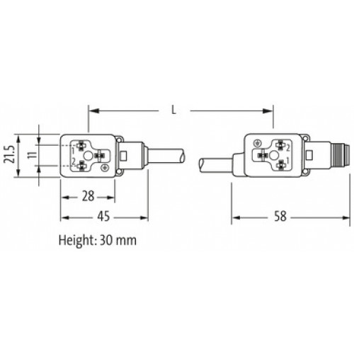 7000-41801-6160000 M12male on back A-cod. / MSUD double valve BI-11mm