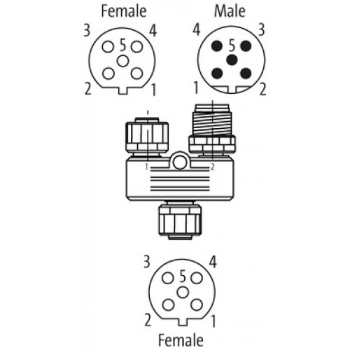 7000-44161-0000000 T-coupler M12 female / M12 male - female PROFIBUS