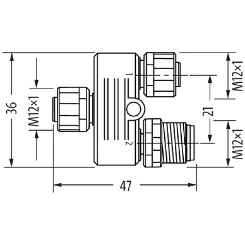 7000-44161-0000000 T-coupler M12 female / M12 male - female PROFIBUS