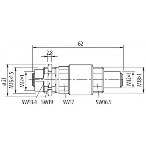 7000-51521-0000000 M12 gender-changer female/female 8pole x-cod